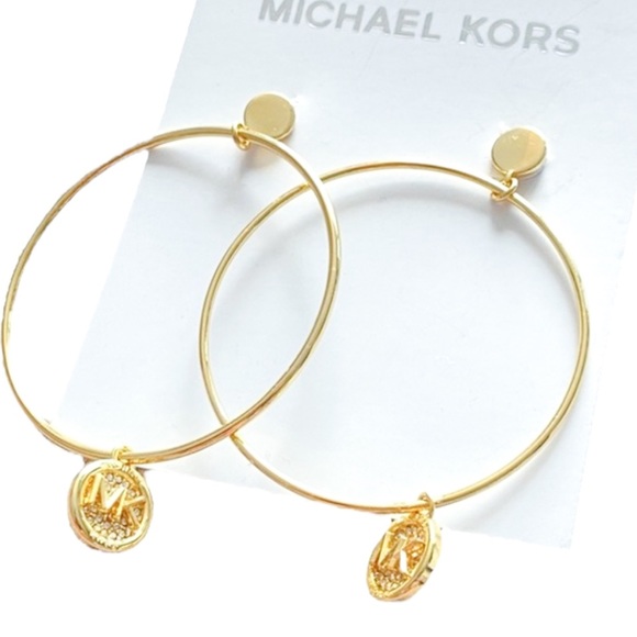 Michael Kors Large Logo Hoop Drop Earrings - Picture 2 of 6